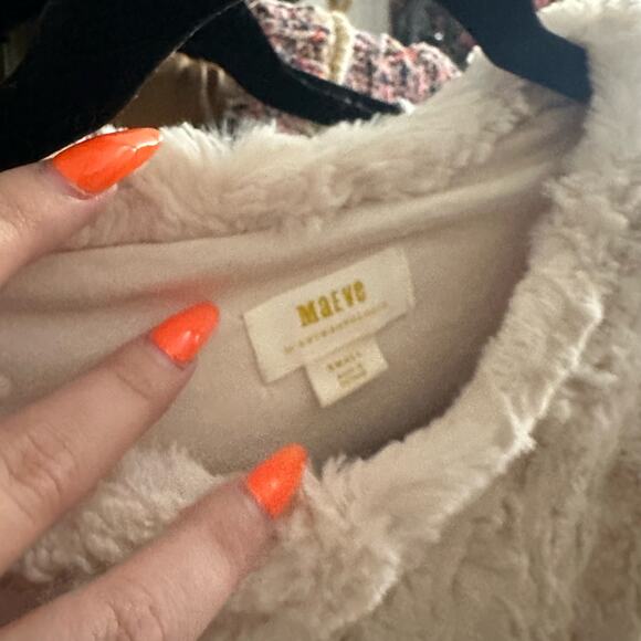 Anthropologie Mauve Leah Faux Fur Cropped Muscle Tee Ivory Size Small - Picture 5 of 7